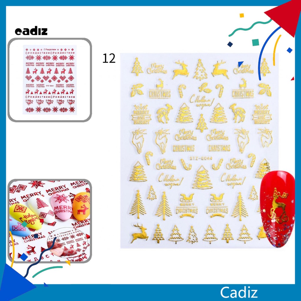 [Hàng mới về] Nhãn dán mỏng nhẹ họa tiết Giáng Sinh để trang trí móng tay nghệ thuật