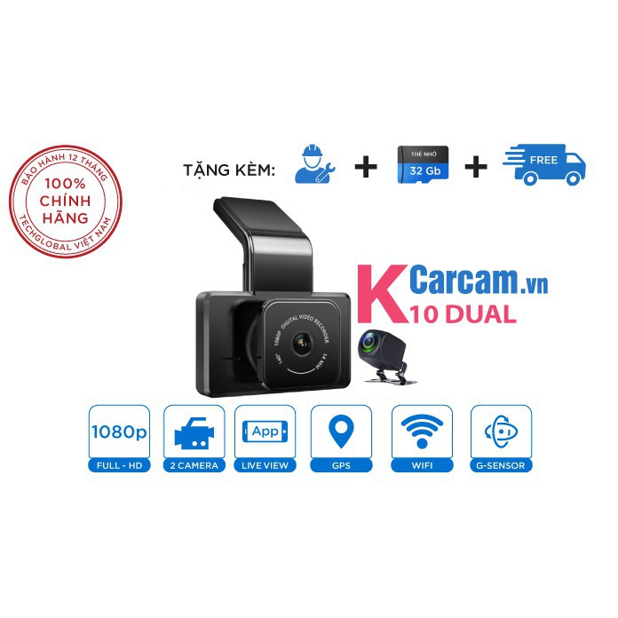 [ Gía shock] Camera Hành Trình Car Cam K10 GPS 2 Camera Trước Sau-cảnh báo lấn làn va chạm | BigBuy360 - bigbuy360.vn