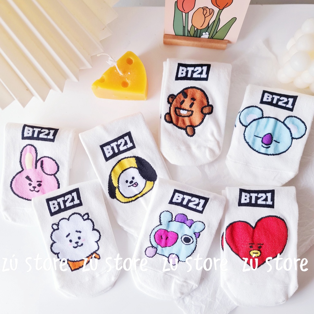 Vớ tất BT21 cổ ngắn trắng