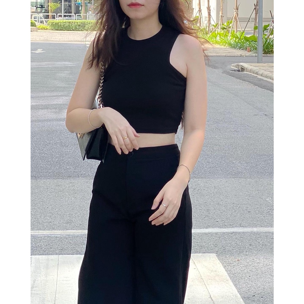 Áo croptop 3 lỗ nữ ôm body không tay RUCHAN kiểu dáng ba lỗ cổ tròn thun gân nhiều màu thời trang