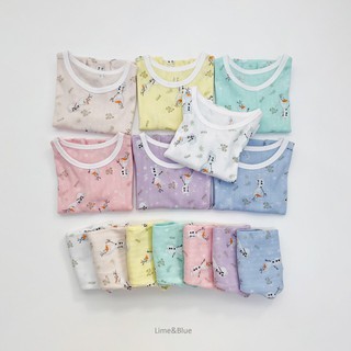 Lime&Blue Bộ đồ cộc tay Olaf gân