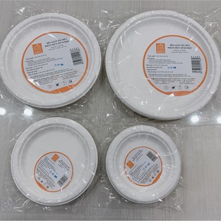 50 Đĩa tròn bã mía 7 inch ~18cm (màu trắng)