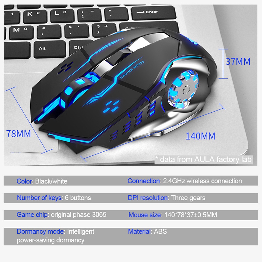 Chuột quang không dây AULA SC100 800mAh đèn 4 màu cho máy tính
