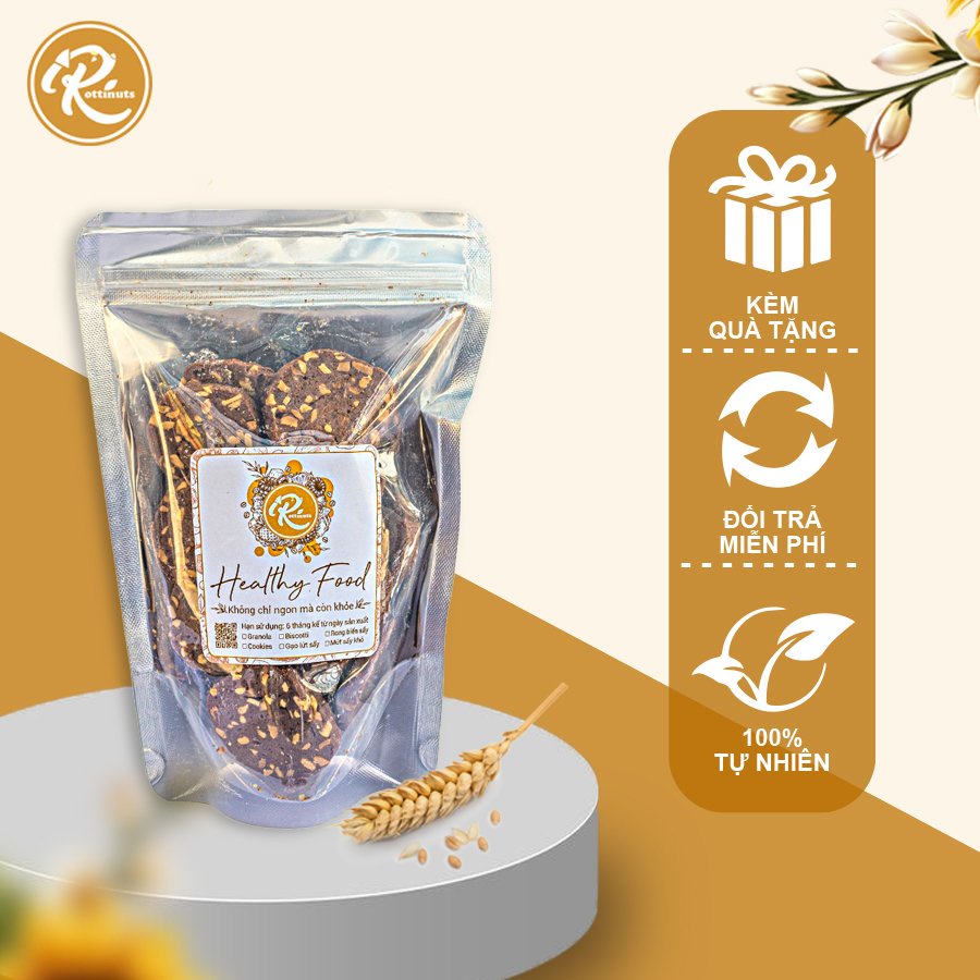 Bánh COOKIES chocolate Rottinuts mix hạt dinh dưỡng ăn kiêng giảm cân hiệu quả
