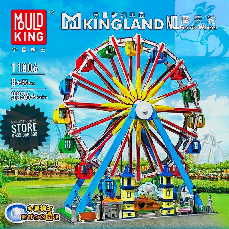 Bộ Lego Mouldking 11006 Lắp Ráp Đu Quay Công Viên - Có Động Cơ Xoay được , Có đèn Led & Nhạc ( 3836+ Mảnh )