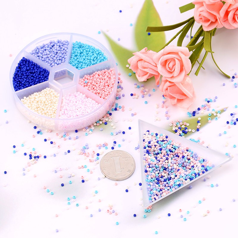 Bộ Hạt Xâu Chuỗi 2mm Bằng Kính Tròn Dùng Làm Trang Sức Thủ Công DIY