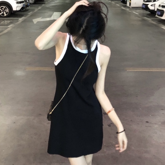 Đầm ZHELIHANGFEI dệt kim sát nách dáng ôm thời trang quyến rũ cho nữ