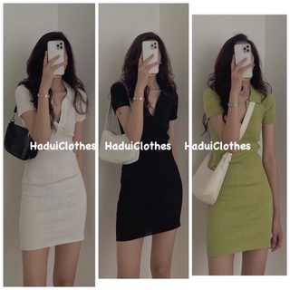 [ ẢNH THẬT] Váy body len tăm chất len co dãn xịn
