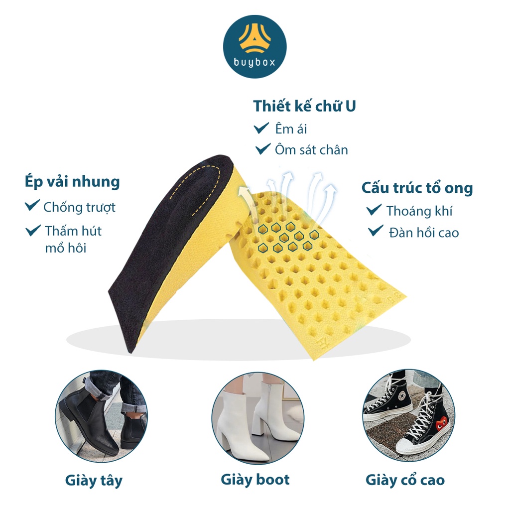 Lót giày độn đế cao su non, nhựa EVA, tăng chiều cao, êm chân, chống thốn  - buybox - BBPK209