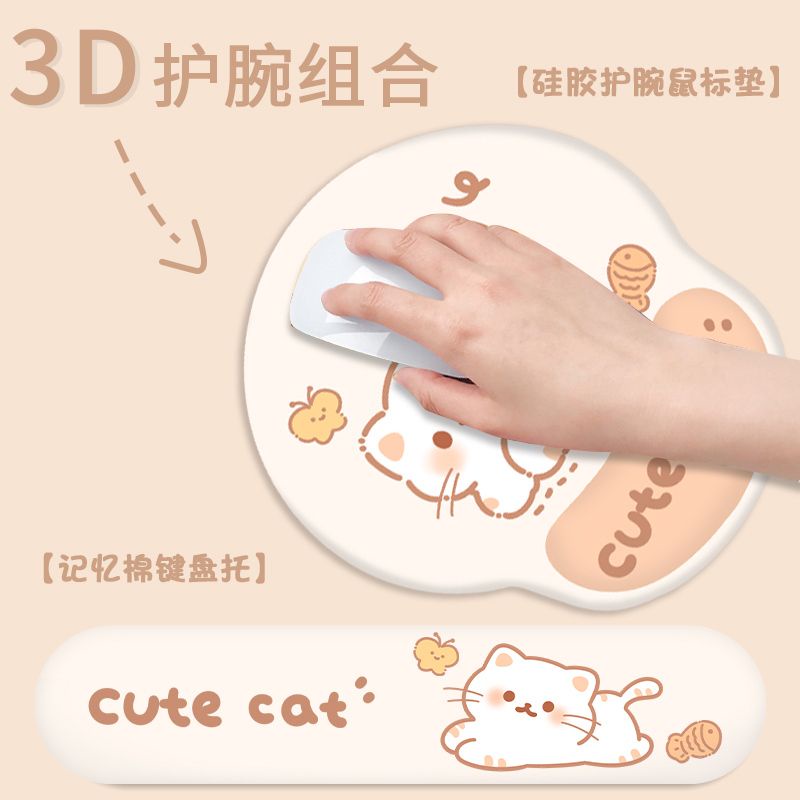 Tấm Lót Chuột Máy Tính Có Đệm Kê Tay Hình Mèo Dễ Thương