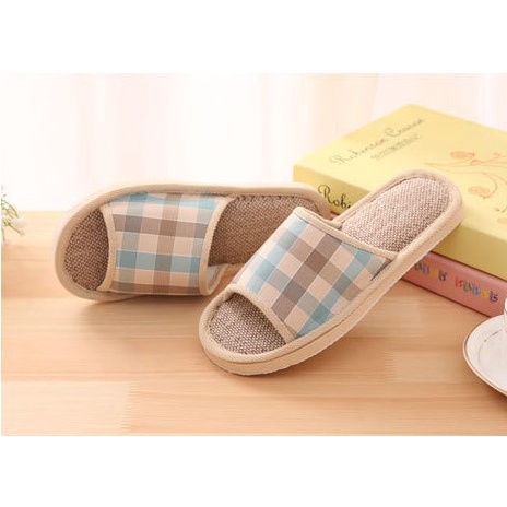 Dép lê nam nữ mang đi ở trong nhà văn phòng khách sạn spa mùa đông Hàn quốc đế xốp nhẹ vải bố thô êm chân chống trơn DO