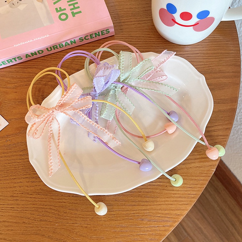 Dây Cột Tóc Co Giãn Đính Nơ Màu Kẹo Ngọt Dễ Thương Cho Bé Gái timetunnel