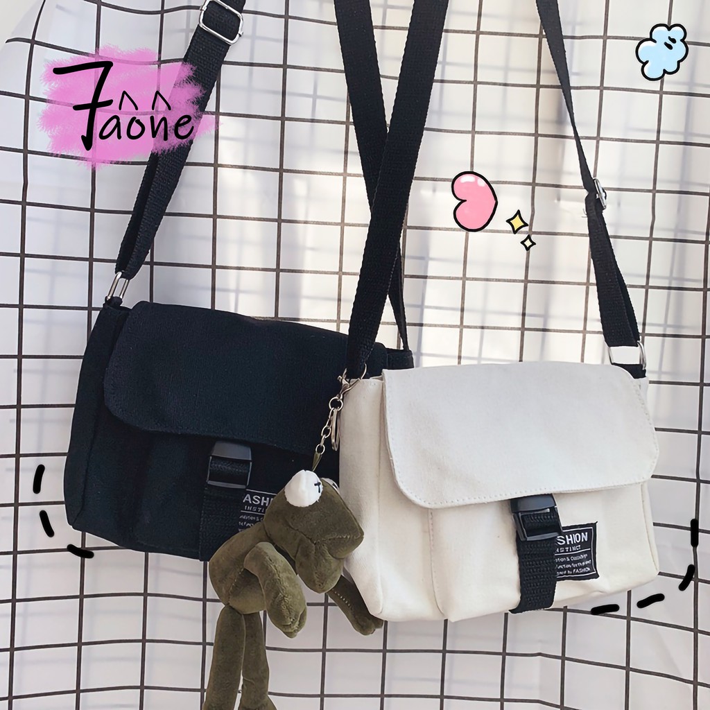 TÚI TOTE ĐEO CHÉO 1 KHÓA BÊN NGOÀI ULZZANG (VẢI CANVAS)