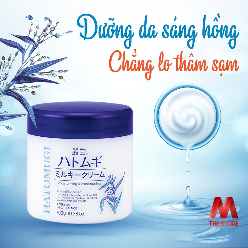 Kem Dưỡng Ẩm Hatomugi Trắng Da Moisturizing &amp; Conditioning The Milky Cream 300g