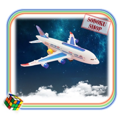 Máy Bay Đồ Chơi Chạy Pin Có Đèn Led Và Âm Thanh A380, Đồ Chơi Chạy Va Chạm Đổi Hướng 02058