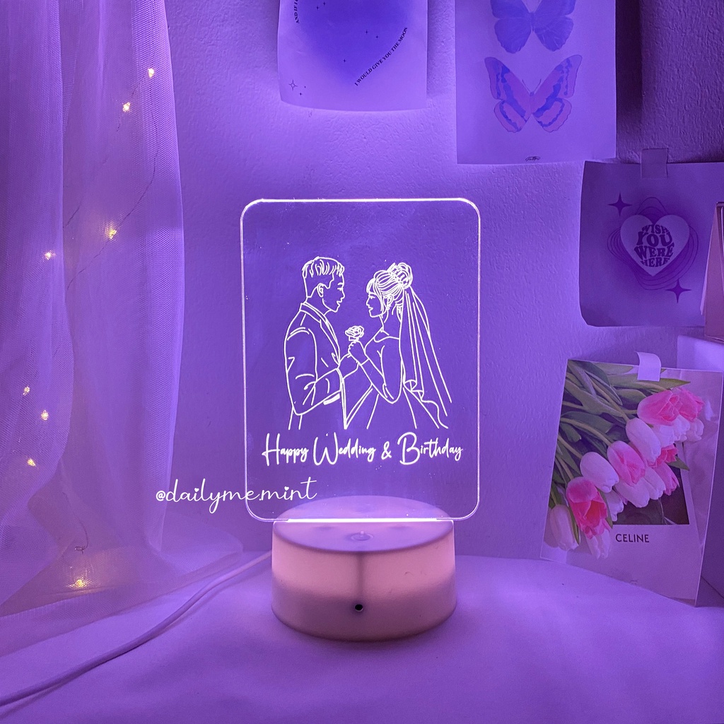 Đèn Khắc Hình Theo Yêu Cầu, Đèn Ngủ Led 3D Trang Trí Decor Phòng Dailyme.mint
