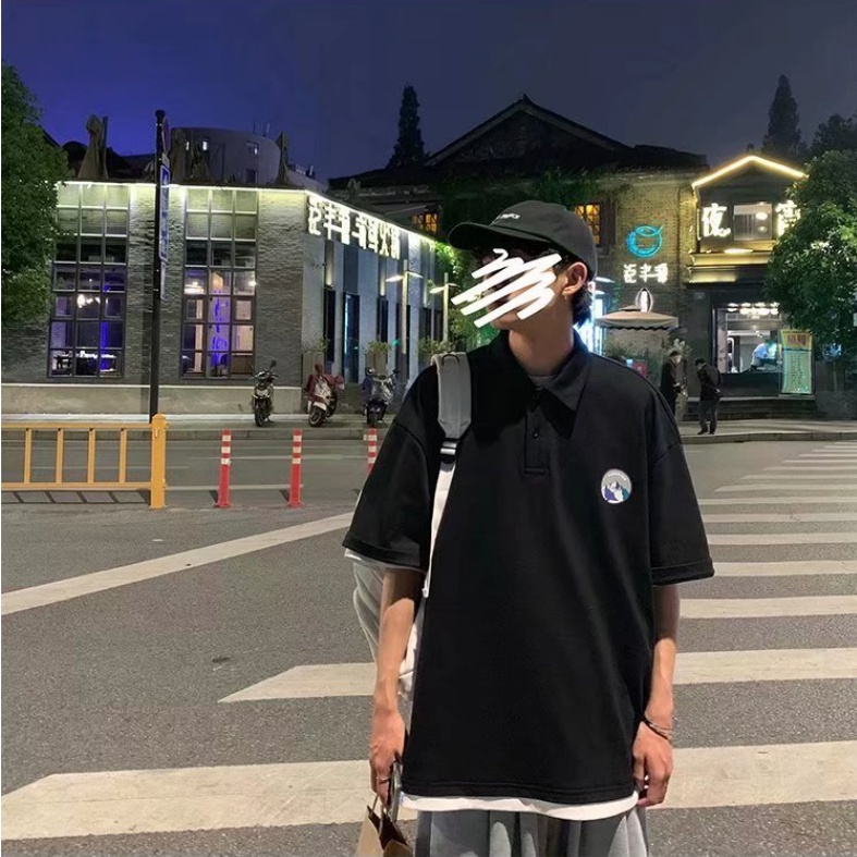 Áo Thun Polo Tay Ngắn Dáng Rộng Phong Cách Hong Kong Đơn Giản Thời Trang Cho Nam