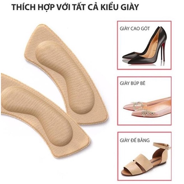 Bộ 2 Miếng Lót Gót Giày Chống Trơn Trượt Đệm Vải Êm Chân Bảo Vệ Gót Chân