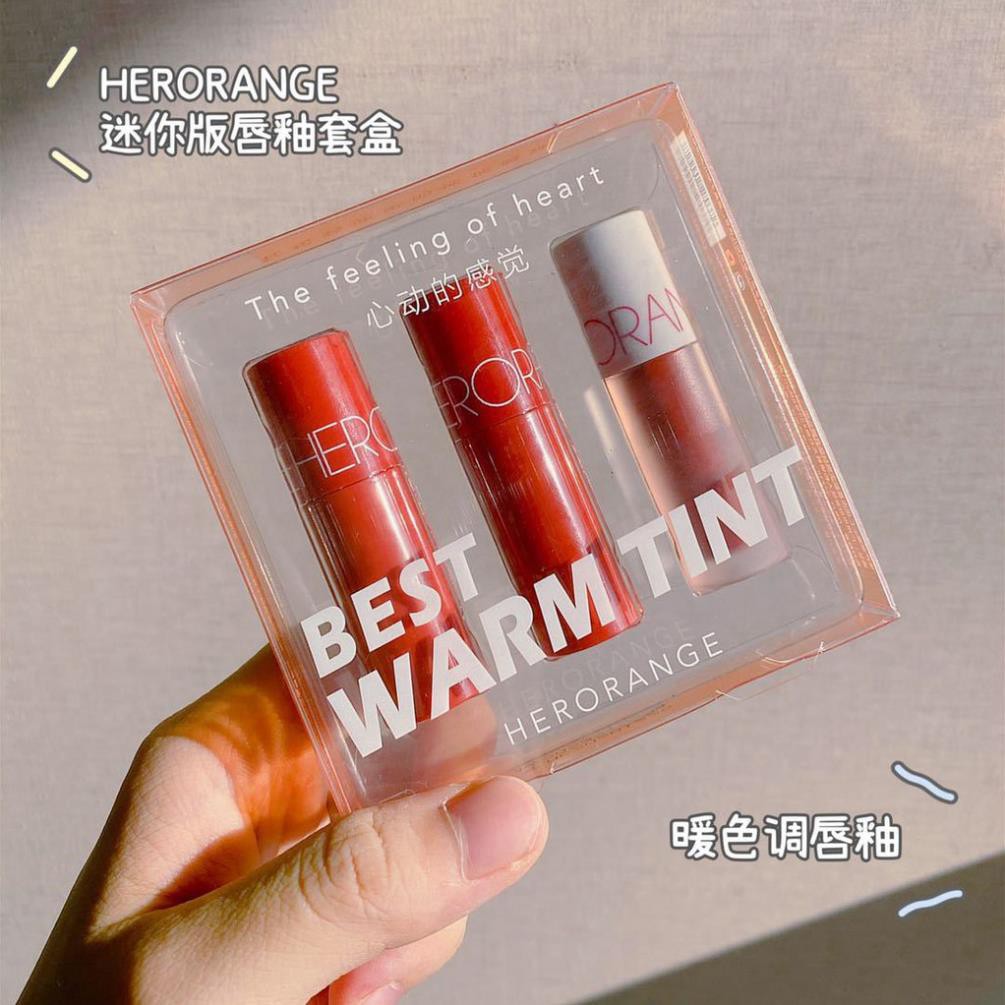 Full Set 3 Cây Son Kem Herorange Cool Tint Vỏ Xanh Đỏ | BigBuy360 - bigbuy360.vn