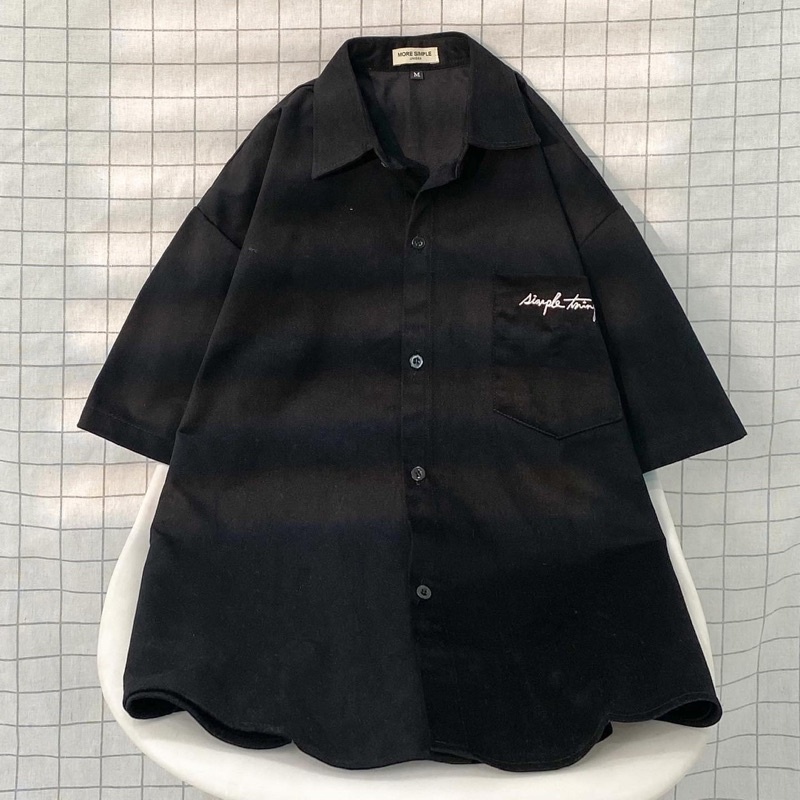 Áo Sơmi Simple Thing tay lỡ, form rộng Ulzzang màu ĐEN/TRẮNG ❤️ Nam nữ unisex/ Jejul.store