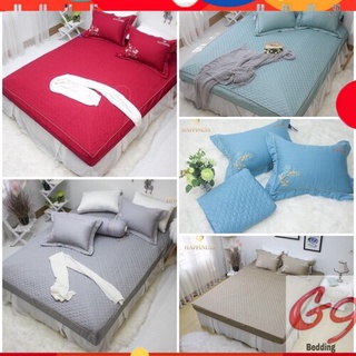 Bộ Ga Gối Happiness Chun Chần Màu Thêu Siêu Đẹp - đủ kích cỡ, 𝐇𝐀̀𝐍𝐆 𝐂𝐇𝐈́𝐍𝐇 𝐇𝐀̃𝐍𝐆[Không đẹp hoàn tiền] - [𝐆𝟗 𝐁𝐞𝐝𝐝𝐢𝐧𝐠]