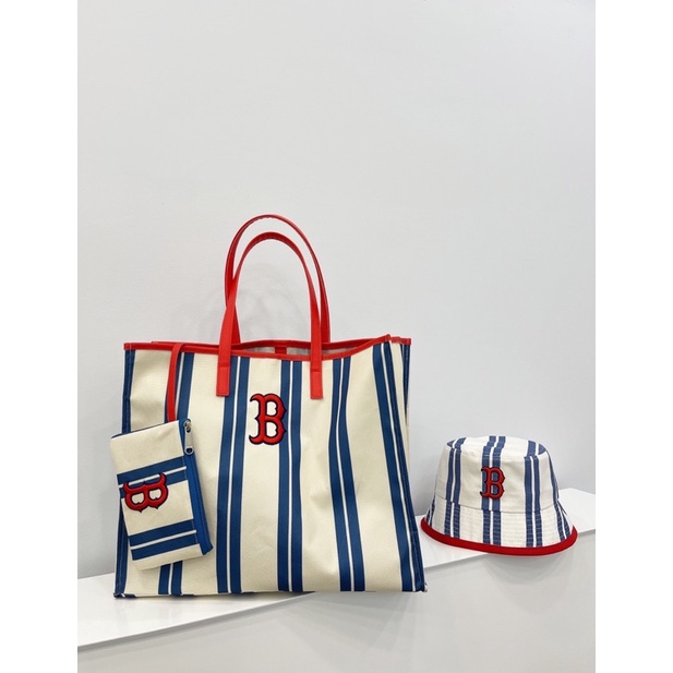 Túi vải MLB, Nón tròn BOSTON STRIPE TOTE BAG