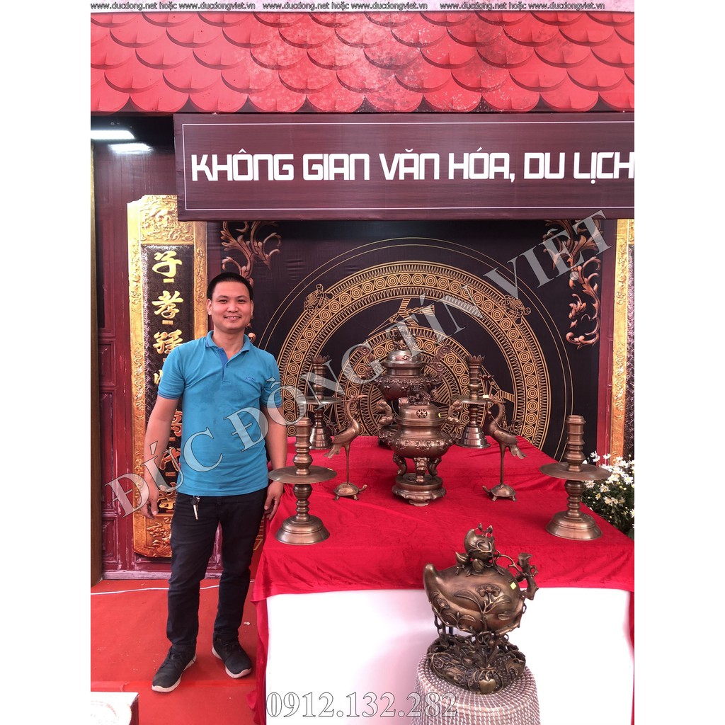 Bộ ngũ sự thờ cúng bằng đồng giả cổ cao 50cm