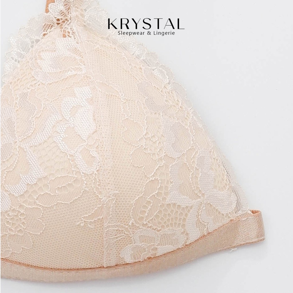 Bộ đồ lót ren không gọng mút mỏng màu Nude quần Basic KRYSTAL KB51