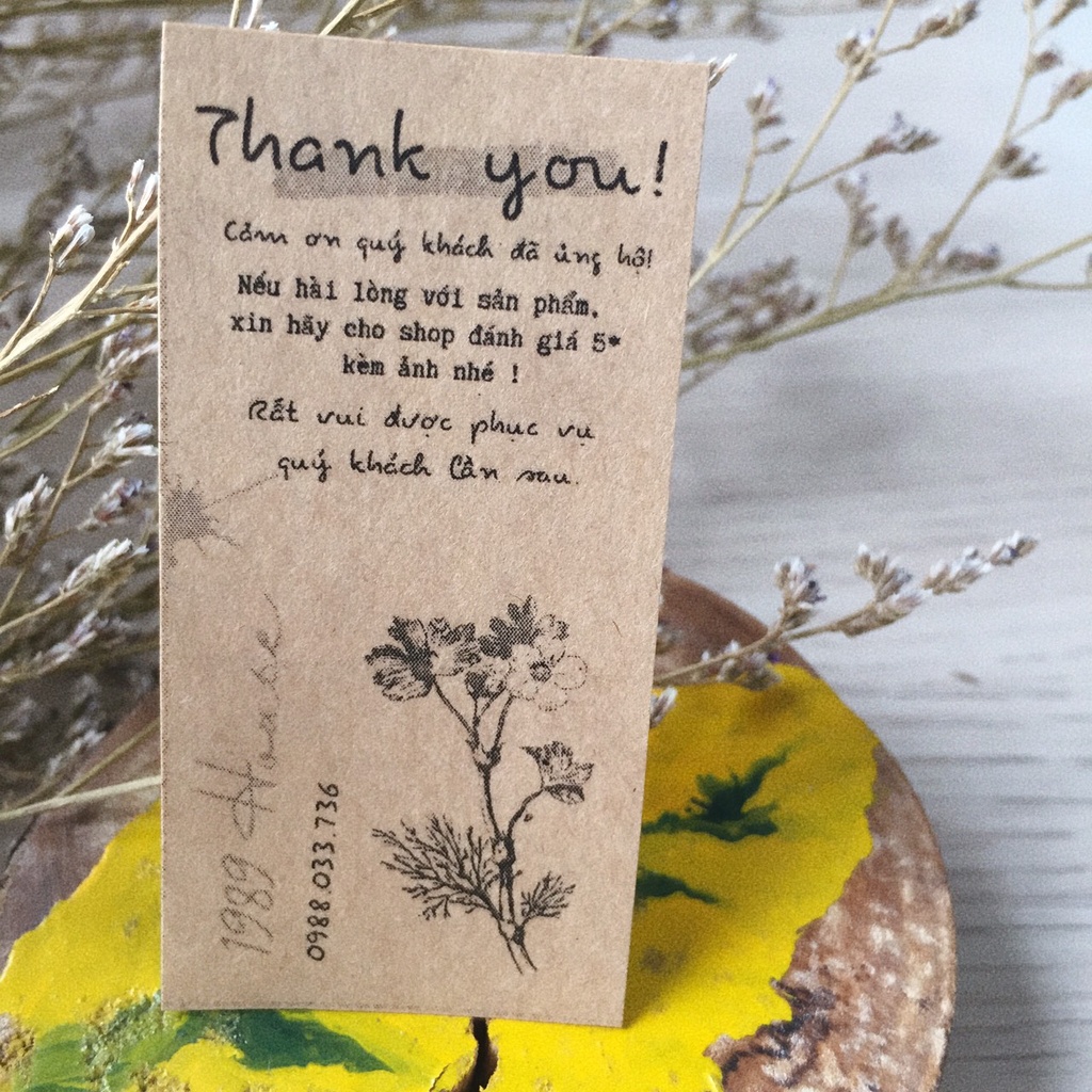 Set 120 tem dán nhãn  kraft cảm ơn Thank you dành cho shop