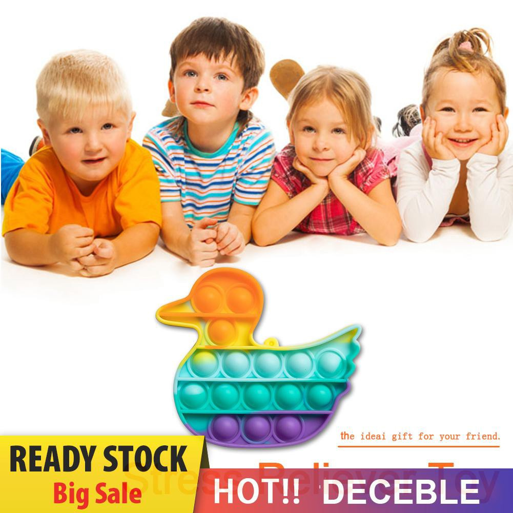 Pop It Fidget Đồ chơi Duck Shape Funny Anti Stress Puzzle Squeeze Đồ chơi Push Bubble Sensory Đồ chơis
