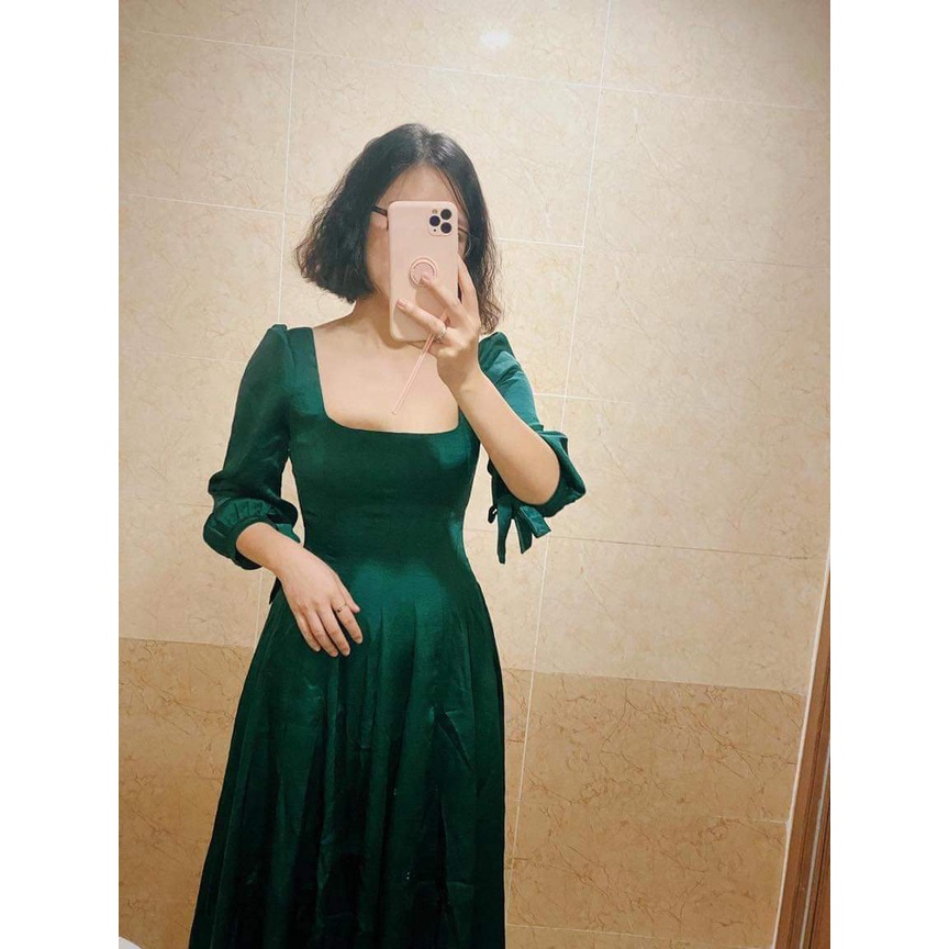 Pass Đầm Linn Size S - Váy Leman 16 Mảnh Màu Xanh Cổ U Tay Lỡ