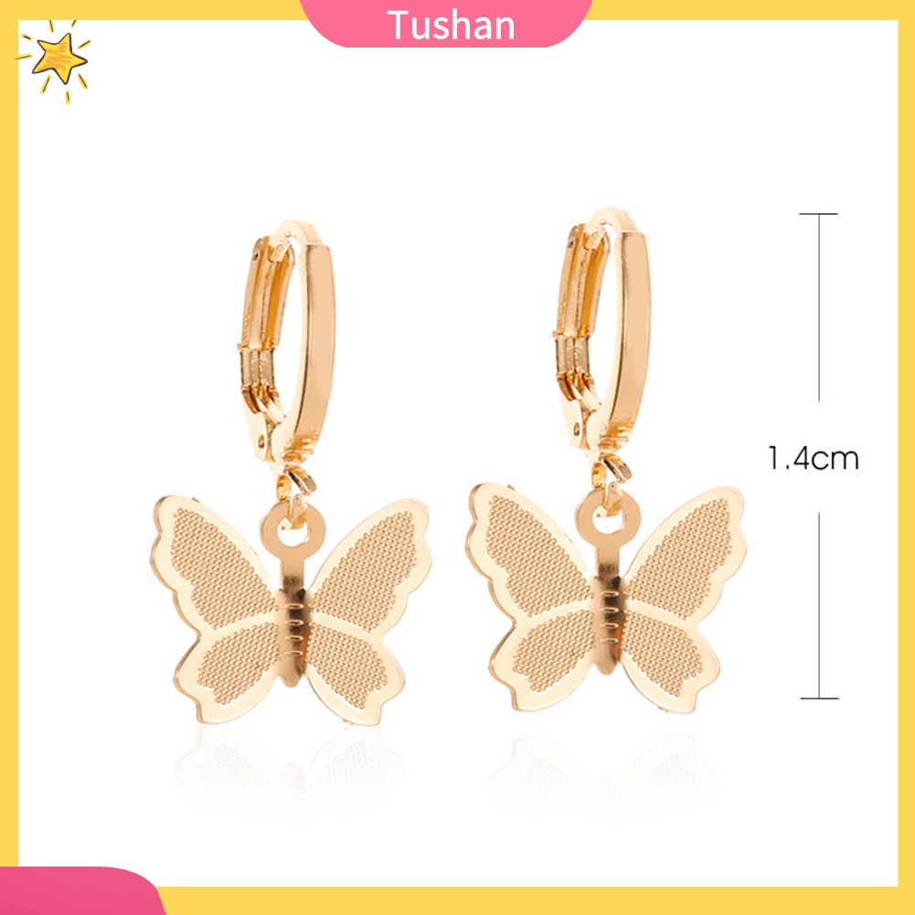 Khuyên tai xỏ dáng dài hình bướm mặt nhám đáng yêu thích hợp làm quà sinh nhật cho bạn nữ