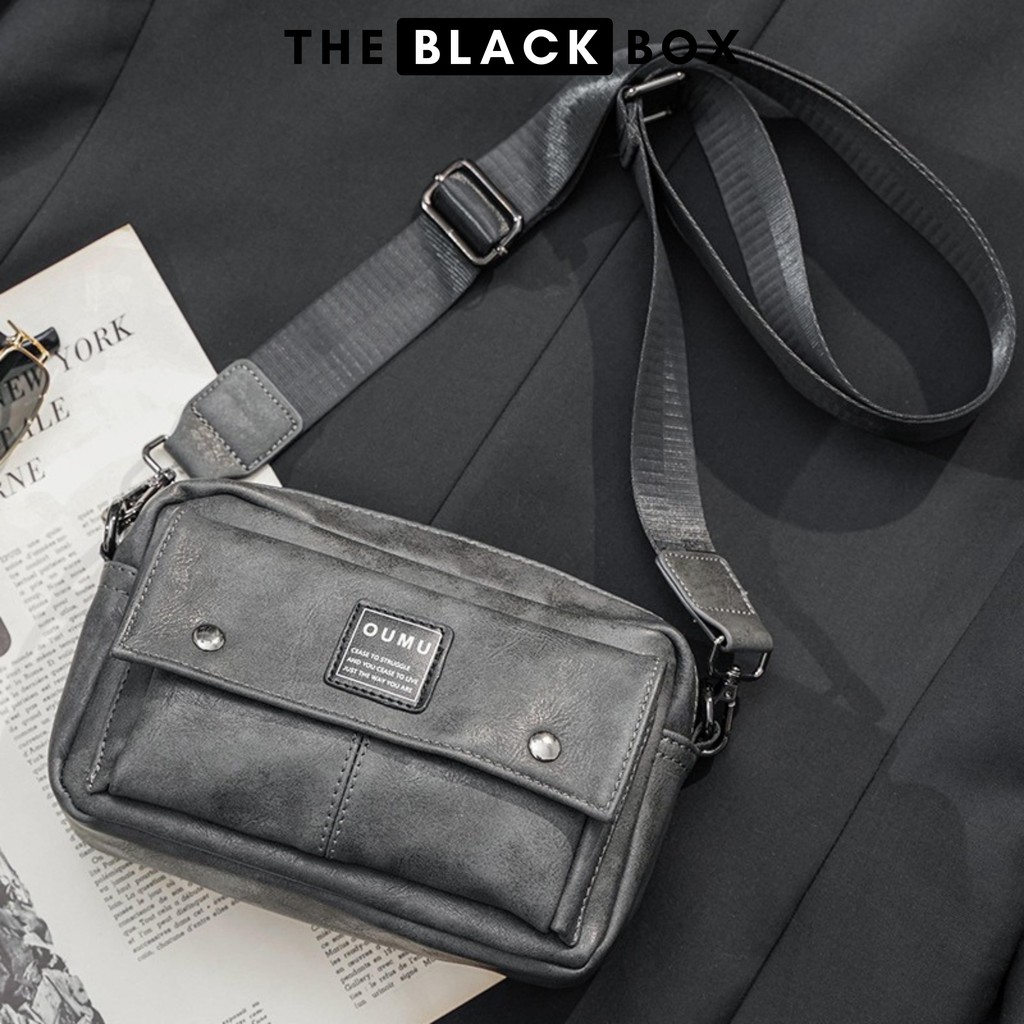 Túi Đeo Chéo Nam OUMU Da PU Cao Cấp Màu Xám Xi Măng Cặp Đeo Vai Đi Chơi Dạo Phố Túi Xách Nam Phong Cách Street Wear 2022 | BigBuy360 - bigbuy360.vn
