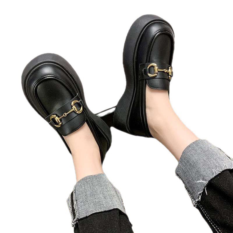 Giày Lolita nữ da đen tag khóa đế độn siêu xinh phong cách Hàn Quốc FLOWER G26 - nguyentrang239