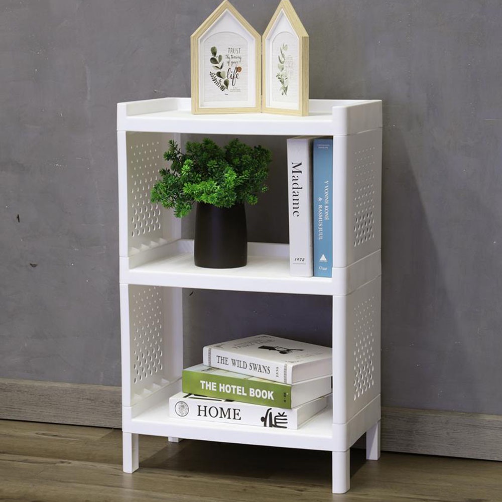 HomeBase STACKO Giá đựng đồ 3 ngăn bằng nhựa MONO 48X30X76cm màu trắng