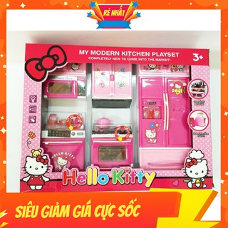 Đồ chơi tủ bếp hello kitty 3 ngăn màu hồng cho bé