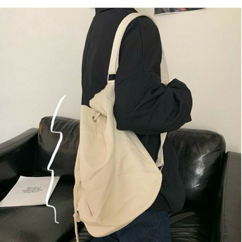 Balo 1 dây, dây rút, vải canvas - BALO 1 DÂY