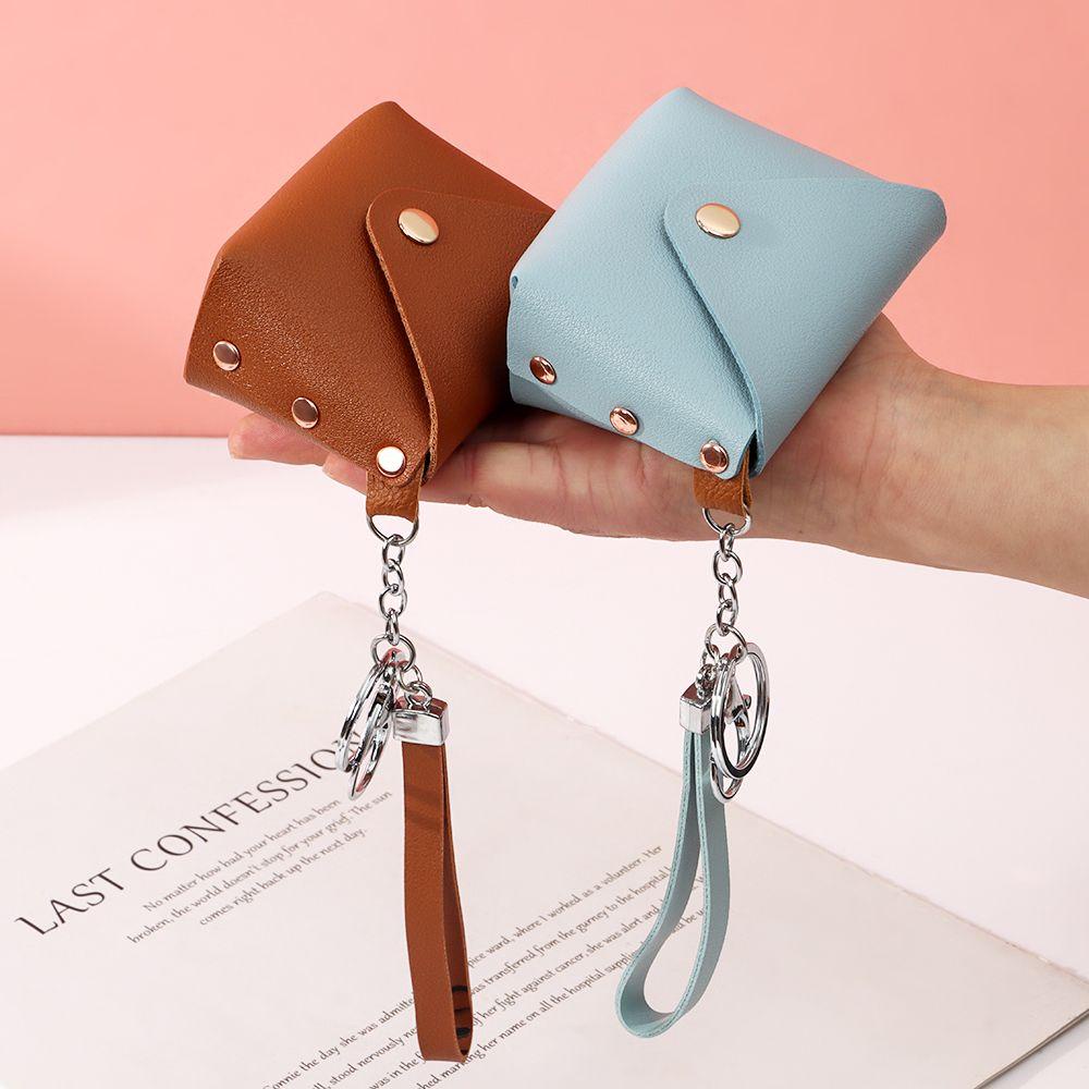 Ví Da PU Mini Màu Trơn Kèm Móc Khóa MIHAN1