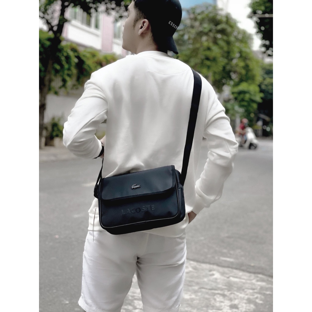 Túi đeo chéo nam crossbody messenger lacossste logo kim loại - Hàng xuất xịn [ HONGPHUC ]