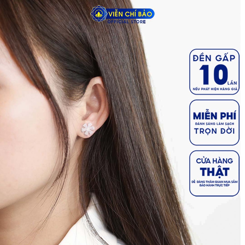 Bông tai bạc nữ hoa 6 cánh chất liệu bạc S925 thời trang phụ kiện trang sức nữ Viễn Chí Bảo B400400x