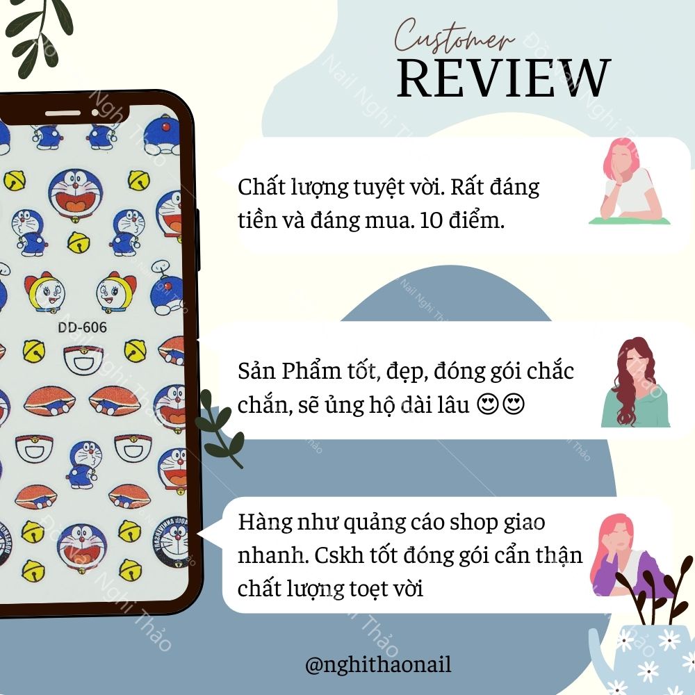 Sticker nail hoạt hình trang trí móng