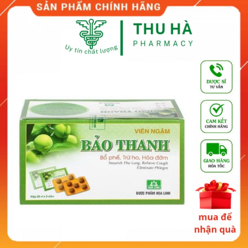 (Chính Hãng) Viên ngậm Bảo Thanh hỗ trợ bổ phế , giảm ho , vỉ 5 viên