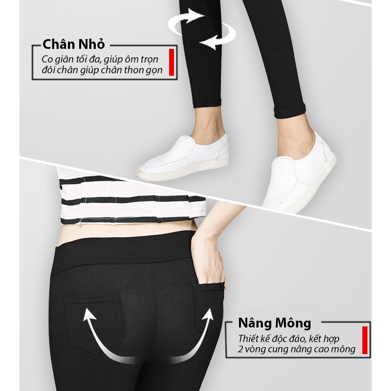 Quần legging nữ Choobe FREESHIP co giãn 4 chiều mã TT17 cao cấp chiều vải Umi dày dặn quần thun ôm cạp cao