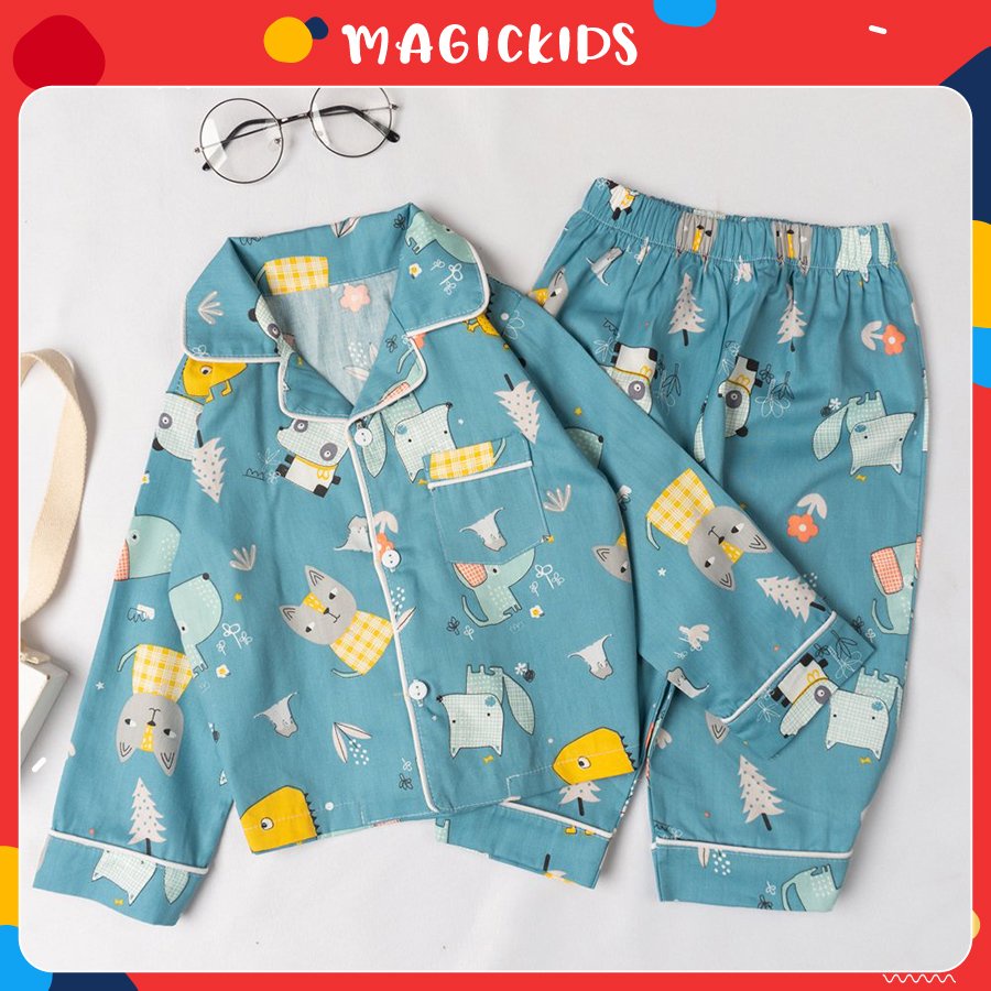 Bộ đồ ngủ pyjama chất liệu cotton cao cấp họa tiết siêu dễ thương cho bé