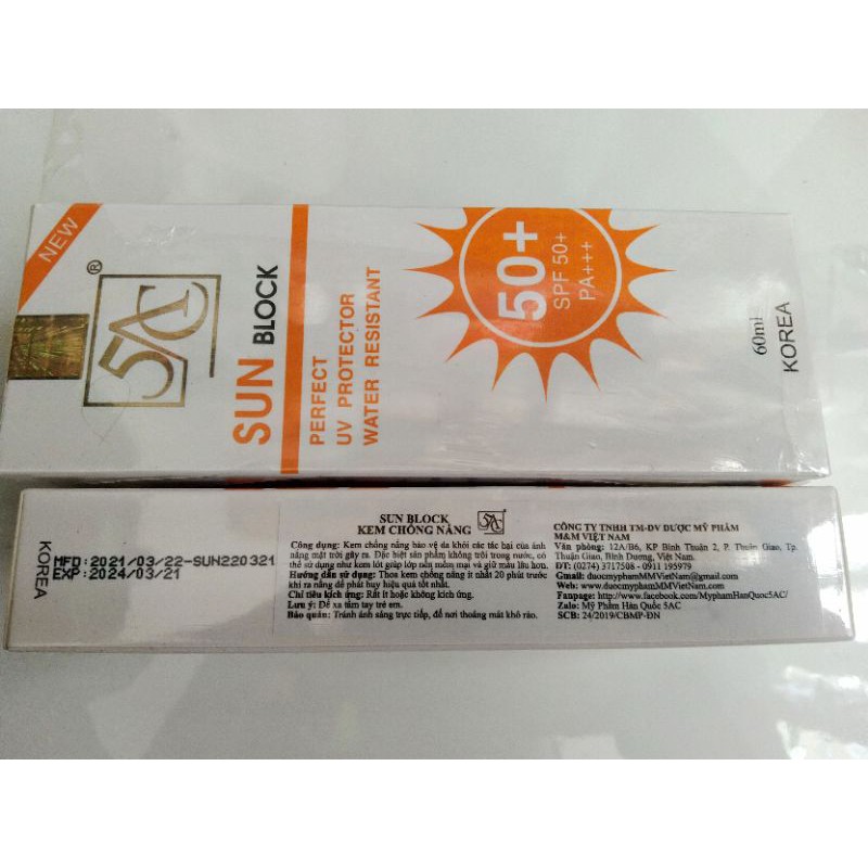 Kem chống nắng vật lý Sunblock50+ PA+++ - Made in Korea (60ml)