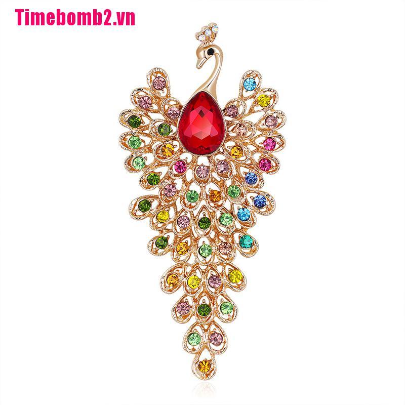 Ghim Cài Áo Hình Chim Công Đính Đá 3