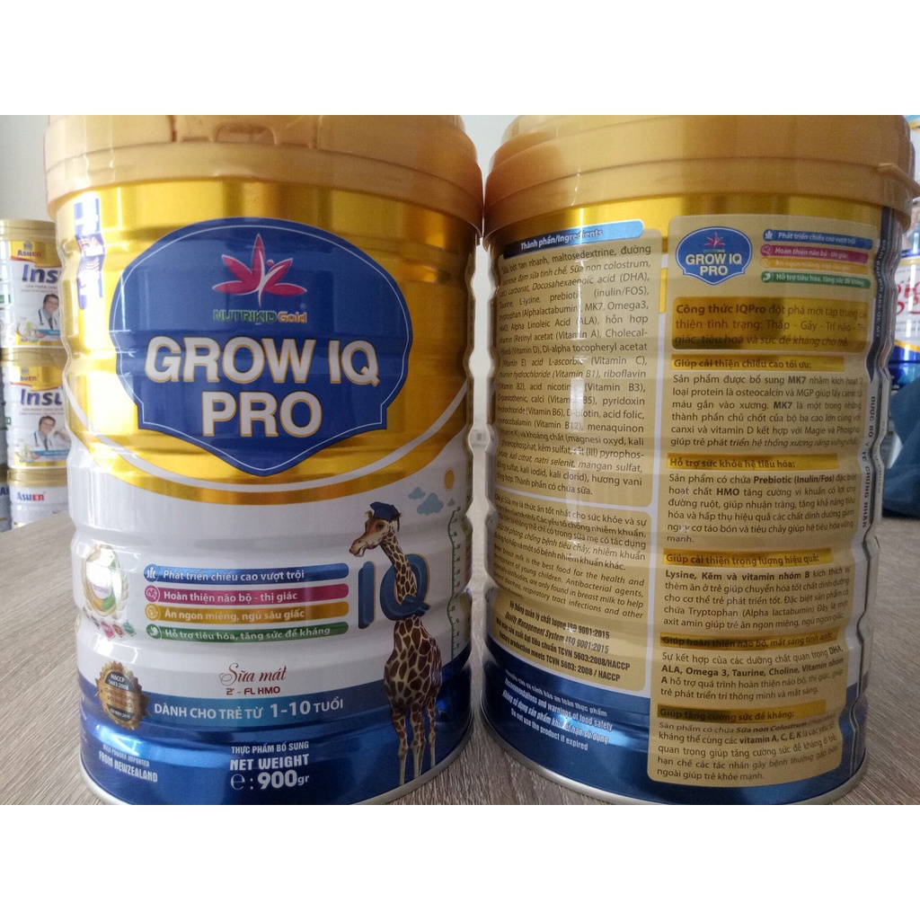 Sữa tăng chiều cao IQ Pro Nutrikidgold 900g - bổ sung sữa non colostrum cho trẻ từ 1-10 tuổi