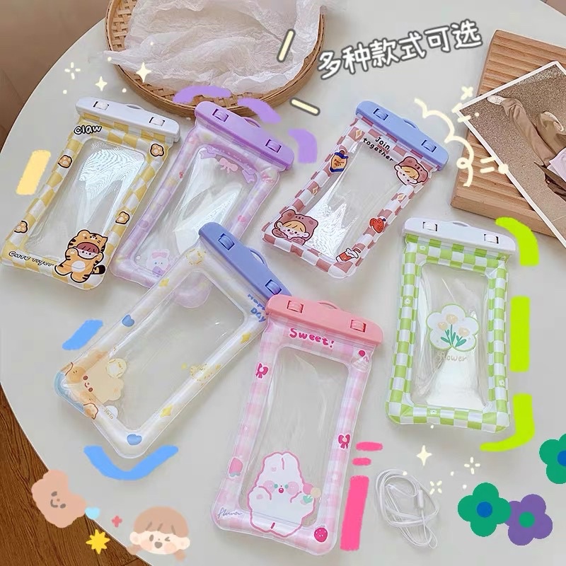 Túi chống nước điện thoại xịn viền phao hoạt hình cute nổi trên mặt nước đi bơi đi biển, đi mưa có kèm dây đeo