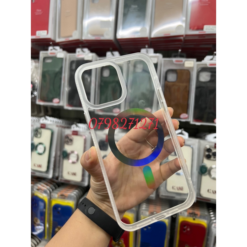 Ốp lưng TOTU lưng cứng trong suốt viền dẻo màu hỗ trợ sạc magsafe không dây cao cấp iPhone 13 Pro Max