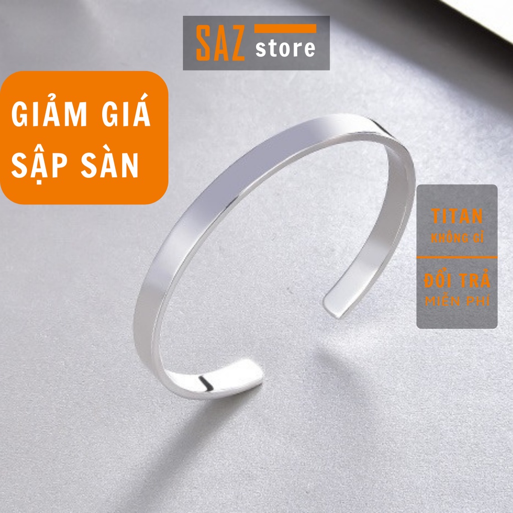 Vòng Tay Nam Lắc Tay Unisex Plain Thời Trang Vòng Tay Nam Nữ Basic SAZ Màu Bạc Đen Titan - Vòng Plain